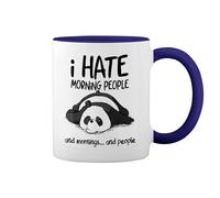 GR8Shop I hate morning people y peoples fun panda Nueva Tendencia Fun Lustig Taza de café cerámica azul con asa 330 ml