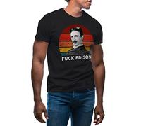 GR8Shop Retro Fuck Edison Tesla Lover Camiseta de Hombre Negra Size XL