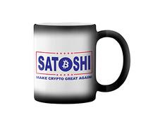 GR8Shop Satoshi Nakamoto Bitcoin Make Crypto Again Taza de café negro mágico Mug