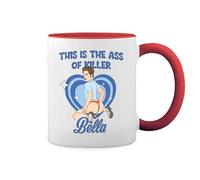 GR8Shop This Is The Ass Of Killer Bella Twilight Fun Lustige Trend Blanco Taza Aro y Mango Con Rojo Mug