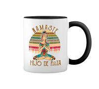 GR8Shop Yoga Namaste Hijo De Puta Meditation Relax Sloth Blanca taza de café con RIM Negro y manija Mug