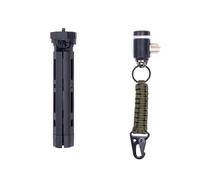 GRA-ULTmini - Mini trípode con adaptador GRA-AD35L tipo L 3/8-24 a SO-239 (UHF) - Negro + conector de cámara 1/4-20 llavero de cuerda de paracaídas para antena de radio jamón