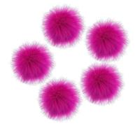 Graargpro 5PCS Pompones de 12 cm, Pompones esponjosos de Piel sintética con botón para llaveros, Gorros de Punto, Bufandas, Guantes y Bolsos, Rosa