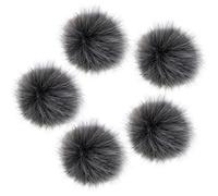 Graargpro 5PCS Pompones de 12 cm, Pompones esponjosos de Piel sintética con Goma para llaveros, Gorros de Punto, Bufandas, Guantes y Bolsos, Gris Plateado