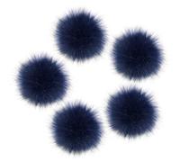 Graargpro 5PCS Pompones de Piel sintética esponjosa de 12 cm con alfiler para llaveros, Gorros, Bufandas, Guantes y Bolsos, Azul Marino