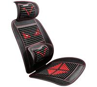 Graargpro Cojín reposacabezas de Masaje Transpirable, cojín de Asiento de Coche de Verano con Cuentas de Madera y Malla refrescante para camión, Negro Rojo