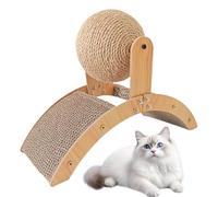 Grab Board, Wooden Cat Scratcher Toy, Sisal Ball Claw Exerciser, Pet Furniture Protector, Interactive Outdoor Kitten Play Accessory to Reduce Boredom and Support Nail Wellness