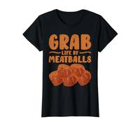 Grab Life by Meatballs Camiseta gráfica económica, Mujer, Negro, M