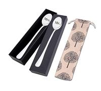 Grabadas Cucharas Cuchara de café Mr & Mrs Cuchara de helado para él y ella Cucharas grabadas de acero inoxidable Regalo para parejas Padres Abuelos en Navidad y aniversario-2 piezas