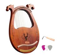 Grabado Arpa de lira Arpa de Lira madera 16 cuerdas con llave C, caja resonancia, instrumentos cuerda for afinar, 3 uds., selecciones arpa, regalos musicales(Coffee)