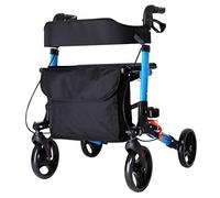 Grabado con el andador para personas mayores con asiento y respaldo, altura del mango ajustable, bolsa de almacenamiento desmontable y marco liviano y duradero
