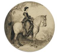 Grabado de una Dama Medieval a Caballo Rompecabezas Rompecabezas Juego De Habilidad para Toda La Familia 1000pcs (67.5x67.5cm)