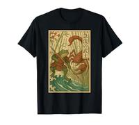 Grabado japonés Vintage Samurai Frog vs Scorpion Battle Camiseta