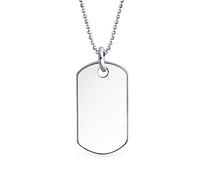 Grabado Personalizado Mediano Simple Básico Cool Hombres Identificación Militar Ejército Chapa Colgante Collar Para Hombres Adolescentes Pulido .925 Plata Esterlina Tamaños Pequeño Mediano Grande