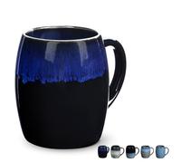 GRABADO Taza de café grande de cerámica de 17 onzas, 500 ml, tazas de café hechas a mano, taza de té para oficina y hogar, apta para lavavajillas y microondas, porcelana esmaltada，Azul Cielo