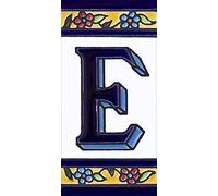 Grabado y cerámica española SL - Números y letras para casa 5,5 x 11 cm pintado a mano (LETRA E)