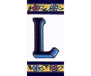 Grabado y cerámica española SL - Números y letras para casa 5,5 x 11 cm pintado a mano (LETRA L)