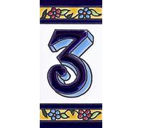 Grabado y cerámica española SL - Números y letras para casa 5,5 x 11 cm pintado a mano (NÚMERO 3)