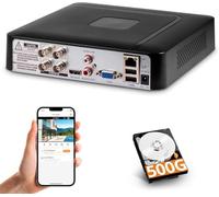 Grabador de Video de Seguridad DVR 4 Canales H.265+ con Disco Duro de 500 GB, Grabador CCTV híbrido 5 en 1 para cámaras IPC/AHD/TVI/XVI/CVI, DVR para Sistema de videovigilancia en el hogar (P-System)
