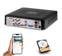 Grabador de Video de Seguridad DVR 8 Canales H.265+ con Disco Duro de 500 GB, Grabador CCTV híbrido 5 en 1 para cámaras IPC/AHD/TVI/XVI/CVI, DVR para Sistema de videovigilancia en el hogar (P-System)