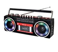 Grabador Reproductor de Casetes Retro Años 80 con Boombox Bluetooth, Radio Am/FM/SW, Grabación USB, Conector para Auriculares, Sonido Estéreo 16 W RMS, Alimentación AC/DC