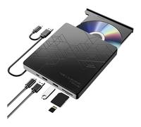 Grabadora CD/DVD Externa USB 3.0,Disquetera Externa USB CD/DVD-RW ROM, Reproductor de CD con Tarjetas SD TF Lector Player DVD Externo para Windows XP / 2003 / Vista /7 /8.1 /10，Linux，Mac OS system
