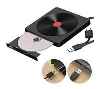 Grabadora CD/DVD Externa, USB 3.0 Tipo C de Doble Puerto, Unidades de CD Externas Alta Velocidad, Lector/Quemador/Re - AMIGIK Quemador de CD/DVD +/-RW/ROM para PC portátil Windows, Linux, MacOS, Vista