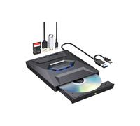 Grabadora de CD/DVD externa ultradelgada USB 3.0 + puerto tipo C + lector de tarjetas SD ROM +-RW para PC, Mac y Windows 10/11/7