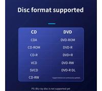 Grabadora de DVD/CD externa 2 en 1 USB 3.0 C delgada, lectora y reproductora de unidades ópticas para ordenador portátil y PC.