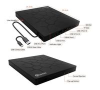 Grabadora de DVD/CD externa Qumox, lector de CD/DVD externo 7 en 1, Plug & Play, USB 3.0 Tipo-C, 4 puertos USB, 2 ranuras para tar