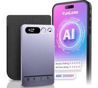 Grabadora de voz AI con funda, memoria de 64 GB, control de aplicación, transcripción y resumen en varios idiomas, gris