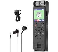 Grabadora de voz de 128 GB, mini grabadora con reproducción y grabadora de voz controlada por voz, con cancelación de ruido para presentación/entrevistas/clases/reuniones