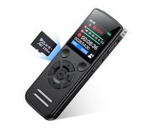 Grabadora de voz digital de 64 GB, grabadora de voz digital con micrófono, 1536 kbps, grabación de un solo toque, grabadora de voz con reproducción para trabajo, estudio, reuniones, entrevistas