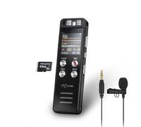 Grabadora de voz digital TCTEC de 96 GB con capacidad de grabación de 7000 horas, reducción de ruido de audio, grabadora de cinta de sonido con reproducción, dictáfono de micrófono con clip para