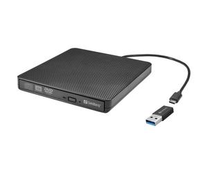 Grabadora DVD Sandberg USB-C/A Externa Negra para PC y Mac con Bandeja