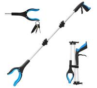 Grabber Reacher Herramienta para personas mayores, plegable, con mandíbula giratoria antideslizante de 360°, con imán para discapacitados, recuperación después de la cirugía (azul, 36 pulgadas, 1