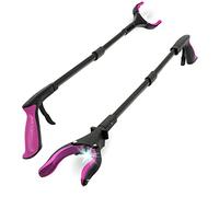 Grabber Reacher Tool-Long 32 pulgadas plegable de aluminio estantes de agarre fuerte luz LED punta magnética, herramienta ligera para recoger basura para personas mayores (32 pulgadas, paquete de 2
