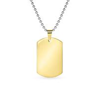 Grabe Personalizó XLarge Llano Simple Básico Fresco Identificación Hombres Ejército Militar Collar De Perro De Etiqueta De Colgante Pulido De Oro Chapado En Acero Inoxidable 24 Pulgadas Cadena De Bola