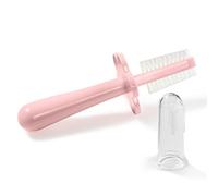 Grabease Cepillo de dientes para dedos de bebé, cepillo de dientes de doble cara para baño de bebé, sin BPA ni ftalatos, 1 paquete, rubor