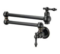 Grabeto de Relleno de Maceta de macetas montada en la Pared de la Pared con Brazos de Giro de Doble articulación 2 manijas de la Cocina Grifo de Agua fría, c (e)
