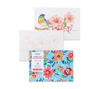 Grabie Libro para colorear de acuarela floral, 100% algodón, 15 hojas de 300 g/m², páginas de pintura de prensa en frío para adultos, principiantes, artistas, libro de colorear de flores para práctica