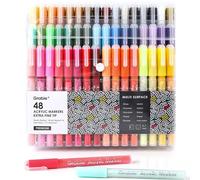 Grabie Rotuladores de pintura acrílica, 48 colores, 0.7 mm, marcadores de dibujo de punta extrafina, bolígrafos de pintura premium para pintar en varias superficies, suministros de arte, juego de 48