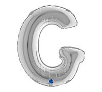 Grabo 14269S-P Letra G Globo Midiloon Mini Single Pack, Longitud-14 pulgadas, Color,Plata, Talla Única