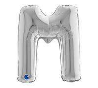 Grabo 14329S-P Letra M Globo Midiloon Mini Single Pack, Longitud-14 pulgadas, Color,Plata, Talla Única