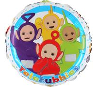 Grabo Globo de cumpleaños Teletubbies. Globos para fiestas infantiles redondos, de papel de aluminio con pajita para inflarlo. Globos de colores fabricados en Italia 35 x 35 cm