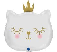 Grabo Globo de gatito blanco fabricado en Italia. Globo de fiesta infantil con pajita para inflar. globos de colores 49 x 52 cm