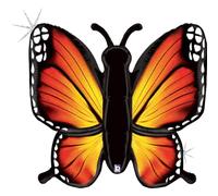 Grabo Globo de mariposa naranja y amarilla fabricado en Italia. Globo de fiesta para niños y adultos con forma de mariposa de papel de aluminio con pajita para inflarlo. globos de colores 67 x 60 cm