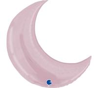 Grabo Globo luna rosa fabricado en Italia. Globo para nacimiento o reveal, de papel de aluminio con pajita para inflarlo. globos de colores 76 x 78 cm