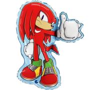 Grabo globo Sonic Knuckles. Globo para fiestas infantiles en forma de Knuckles, de foil con pajita para inflarlo. Globos coloridos fabricados en Italia, 50x54 cm