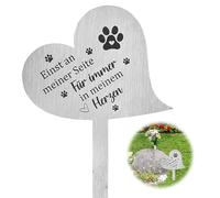 Grabschmuck Wetterfest,28cm Grabstecker für Hund Katze Herz Grabstecker Edelstahl Grabschmuck mit Spruch Einst an Meiner Seite,für immer in Meinem Herzen GrabDeko Grabstein Hund Grabgestecke Andenken